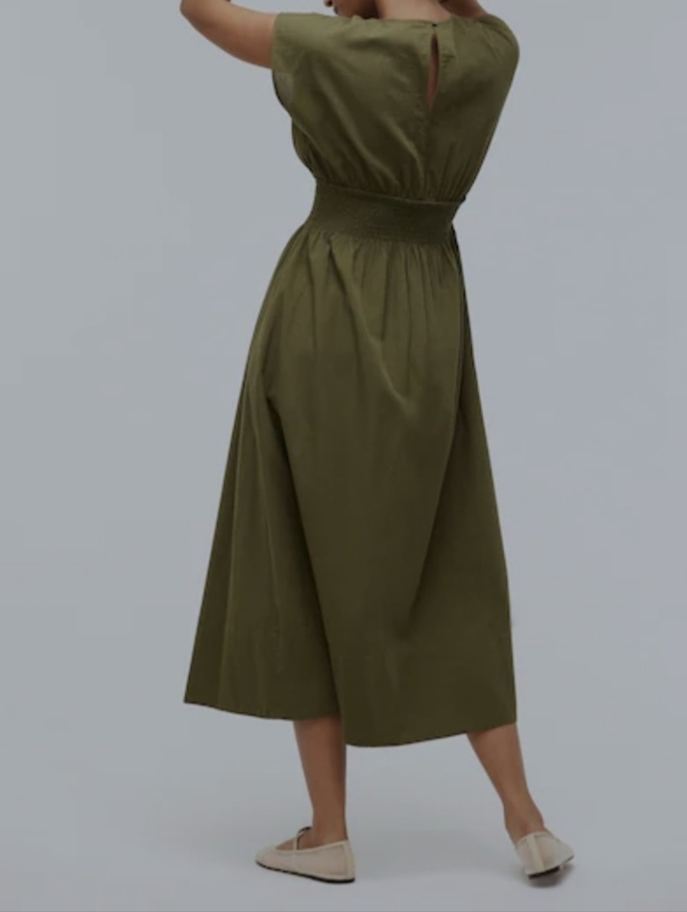 Madewell Sz Small Olive Green Smocked-Waist Maxi Dress - Picture 5 of 9